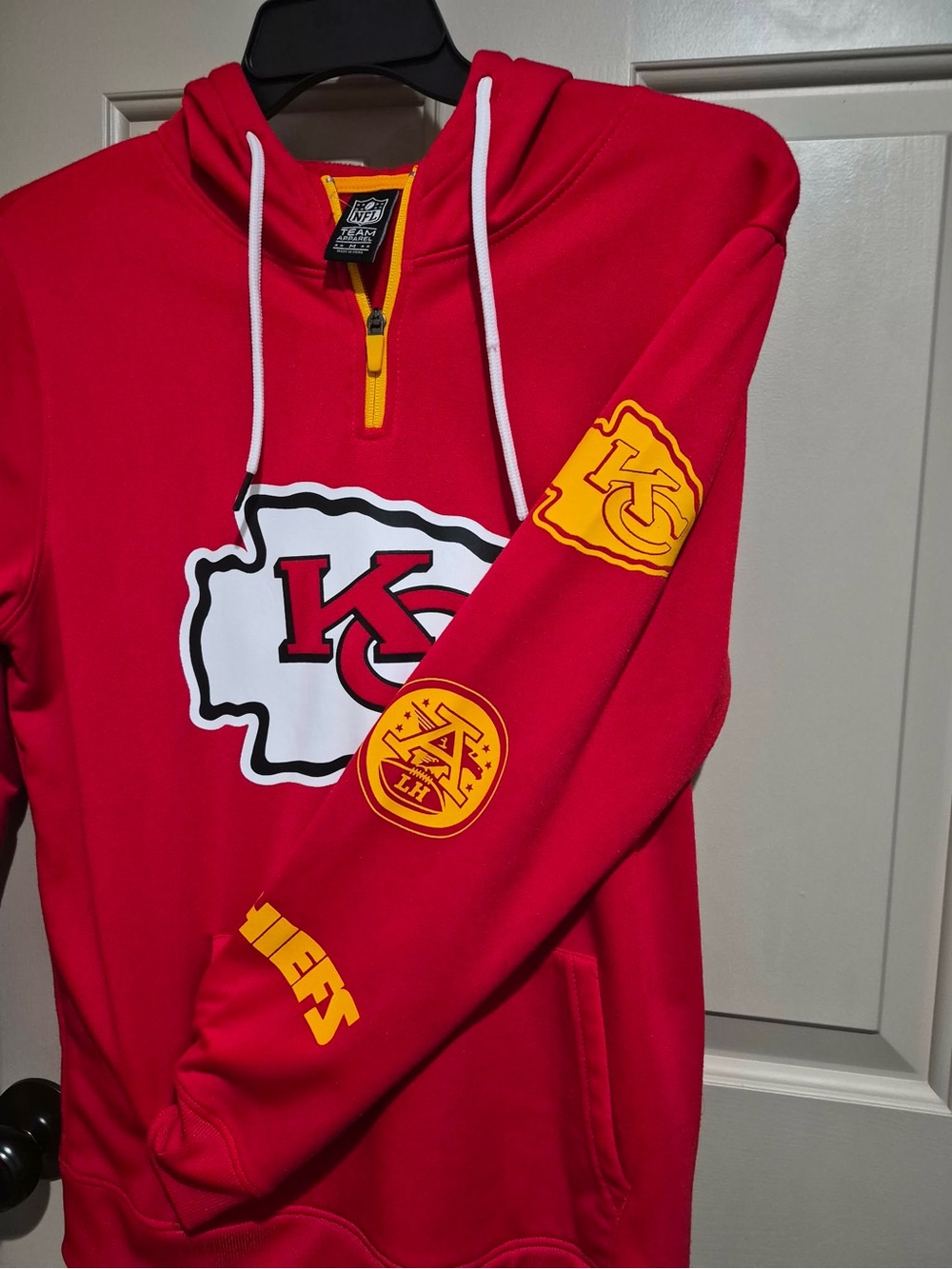NFL Kansas City Chiefs Red Zip-Up Sweater with Yellow Accents